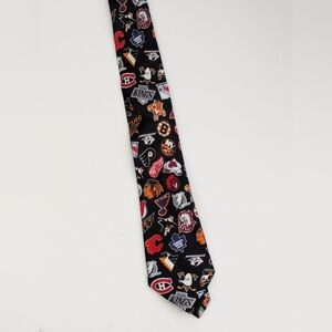 Black Men's Skinny Tie with NHL Team Logos